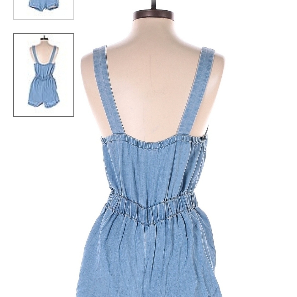 NWT, Ann Taylor LOFT Beach, Chambray, Tie Front Romper, Size: M - Picture 3 of 10